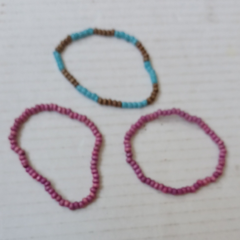 $4 Add-on Colorful Beaded Bracelets - Set Of 3